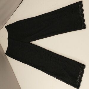 Black Lace Pants by Lord & Taylor sz 10 Y2K Vintage Cotton blend Lace over Sheer